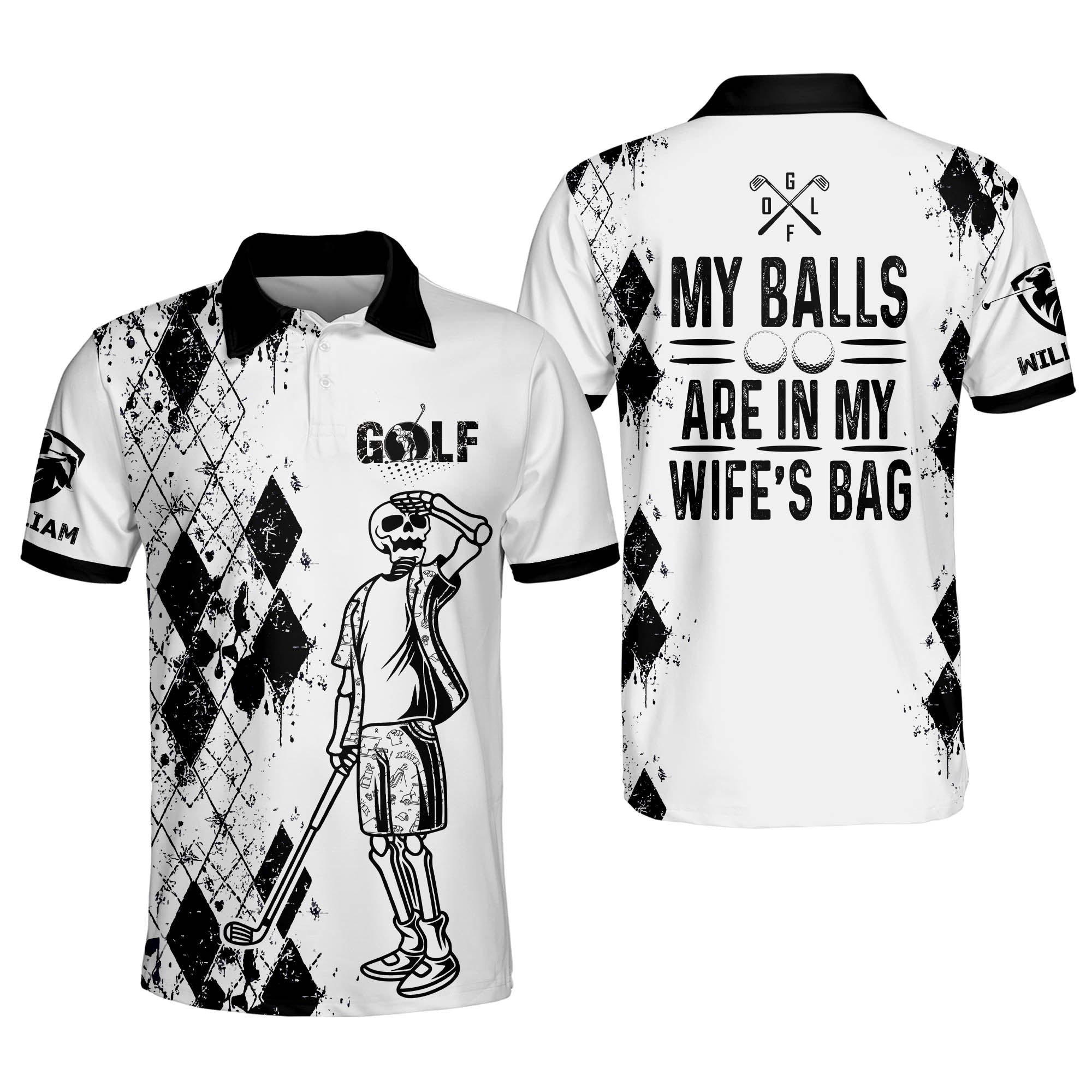 Lasfour Personalized Funny Golf Polo Shirts For Men My Balls Are In My