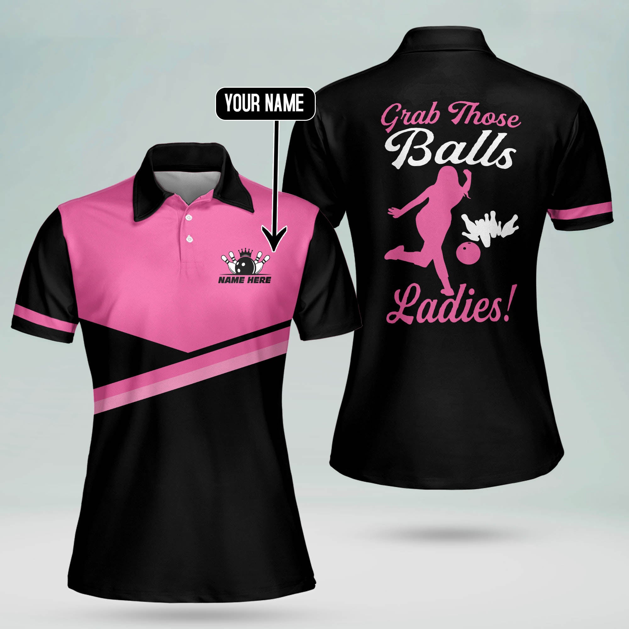 Custom Bowling Shirts For Women - Retro Womens Bowling Shirts - Vintage  Pink Bowling Shirts Funny - Grab Those Balls Ladies Bowling Shirts – Lasfour