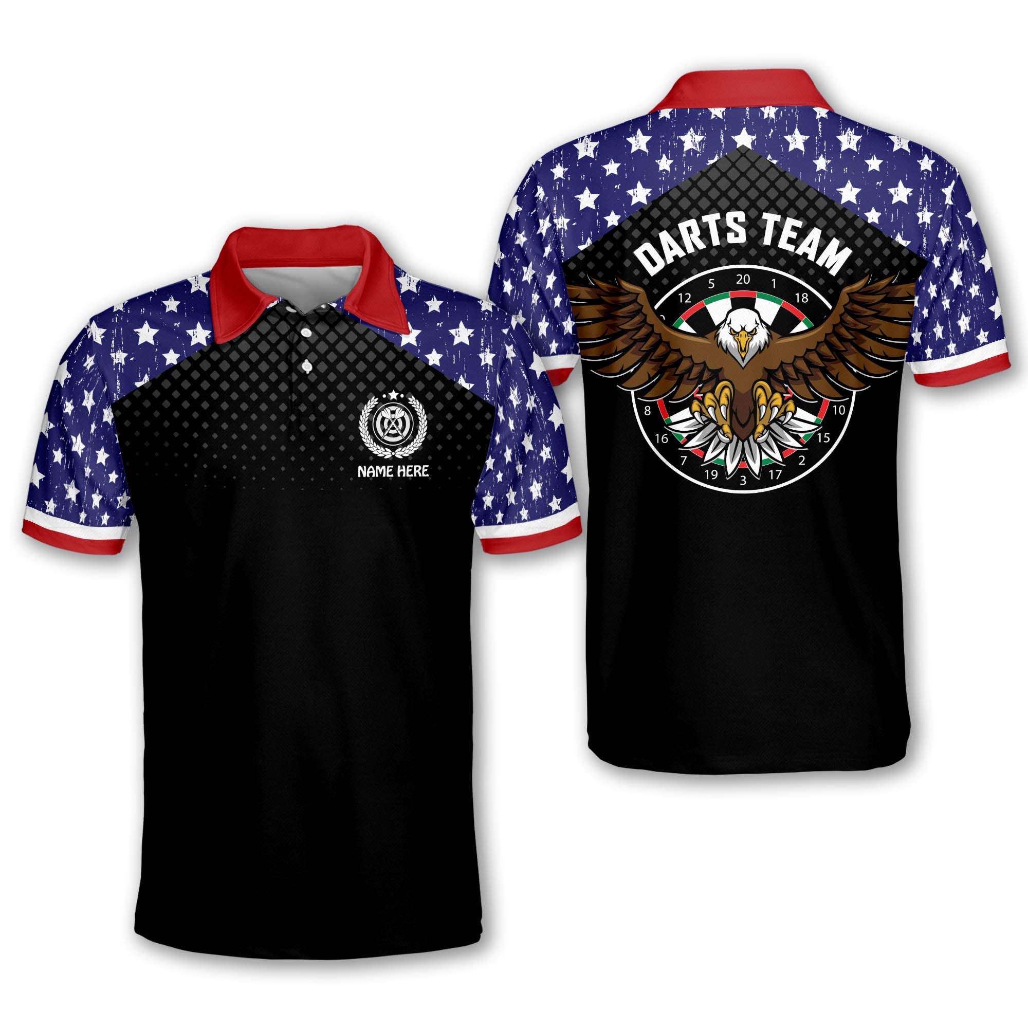 LASFOUR Custom Dart Shirts for Men, American Flag Dart Team Shirts, Eagle Men Dart Shirts, Customized Dart Jerseys