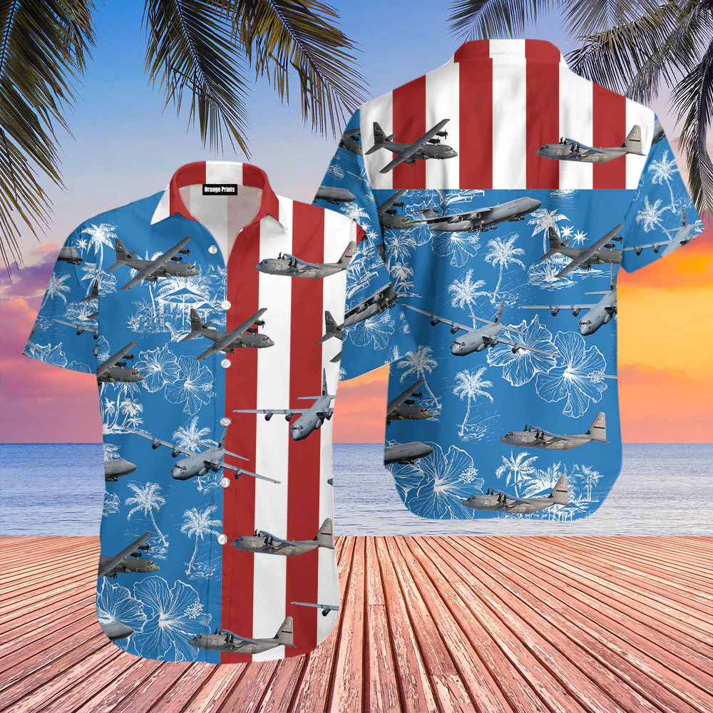 Us Air Force C-130 On 70th Anniversary top Of D-day Hawaiian Shirt