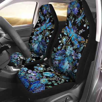 3D All Over Printed Car Seat Cover With Blue Dragonfly Dragonfly, Front Car Seat Covers SO0136