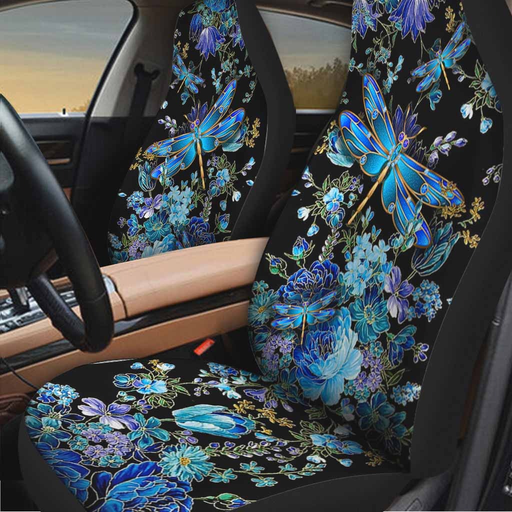 3D All Over Printed Car Seat Cover With Blue Dragonfly Dragonfly, Front Car Seat Covers SO0136