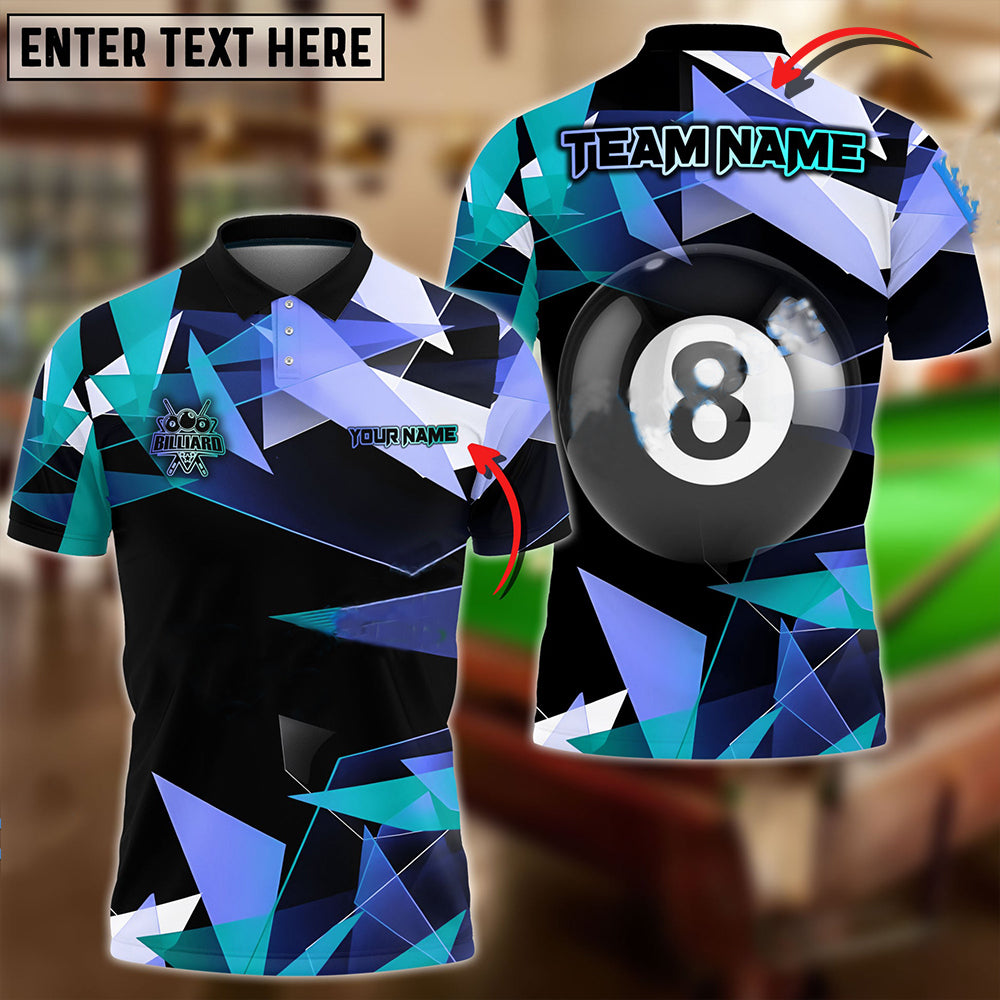 Billiards Ball 8 Colorful Glass Multi Color Personalized Name, Team Name 3D Polo Shirt BIO0043