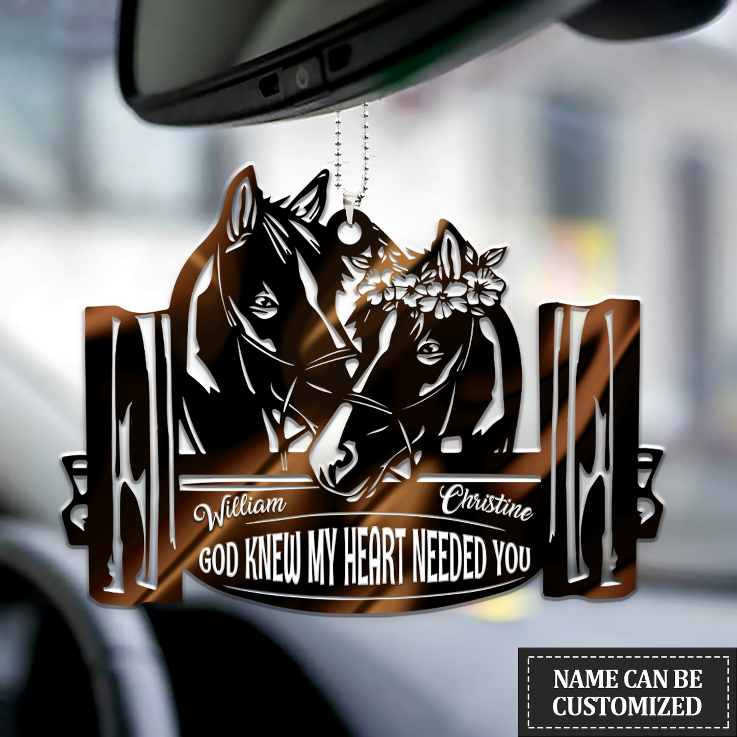 Personalized Car Ornament Perfect Horse Couple God Knew Hanging Ornament For Auto OO0115