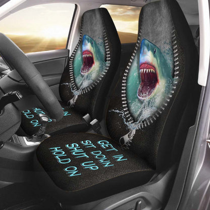 Carseat Protectors Get In Sit Down Shut Up Hold On, Shark Seat Covers For Car With Leather Pattern SO0310