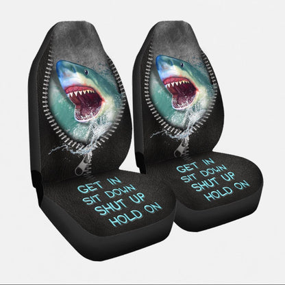 Carseat Protectors Get In Sit Down Shut Up Hold On, Shark Seat Covers For Car With Leather Pattern SO0310