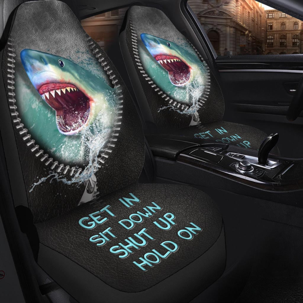 Carseat Protectors Get In Sit Down Shut Up Hold On, Shark Seat Covers For Car With Leather Pattern SO0310