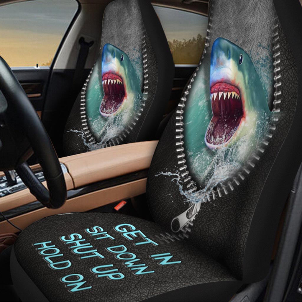 Carseat Protectors Get In Sit Down Shut Up Hold On, Shark Seat Covers For Car With Leather Pattern SO0310