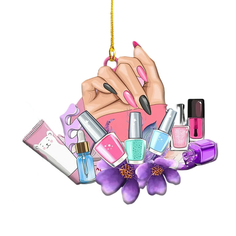 Christmas Cosmetics Pendant with String Lipstick Hanging Makeup Palette Nail Polish Create Atmosphere Portable Colorful Flat Ornament Gift OO1642