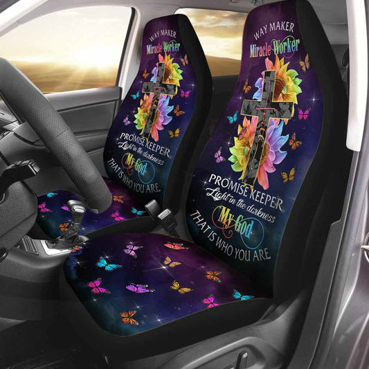 3D Print Car Seat Protector, Way Maker Miracle Worker Promise Keeper, Christian Seat Covers For Car SO0305