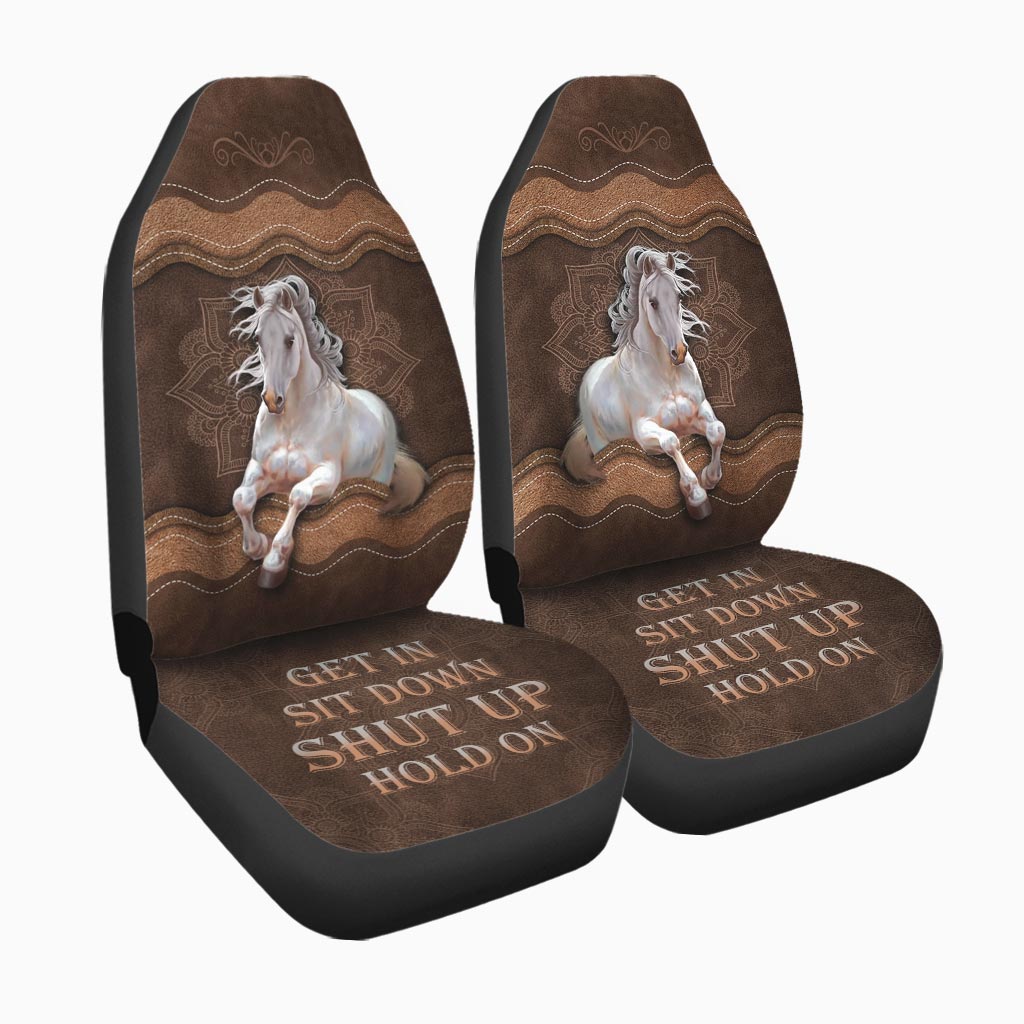 Cool Seatcover For Car, Get In Sit Down Shut Up Hold On, Horse Car Seat Covers With Leather Pattern SO0308