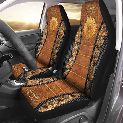 Sunflower Leather Pattern All Over Print Car Seat Covers SO0028