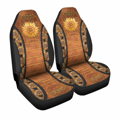 Sunflower Leather Pattern All Over Print Car Seat Covers SO0028