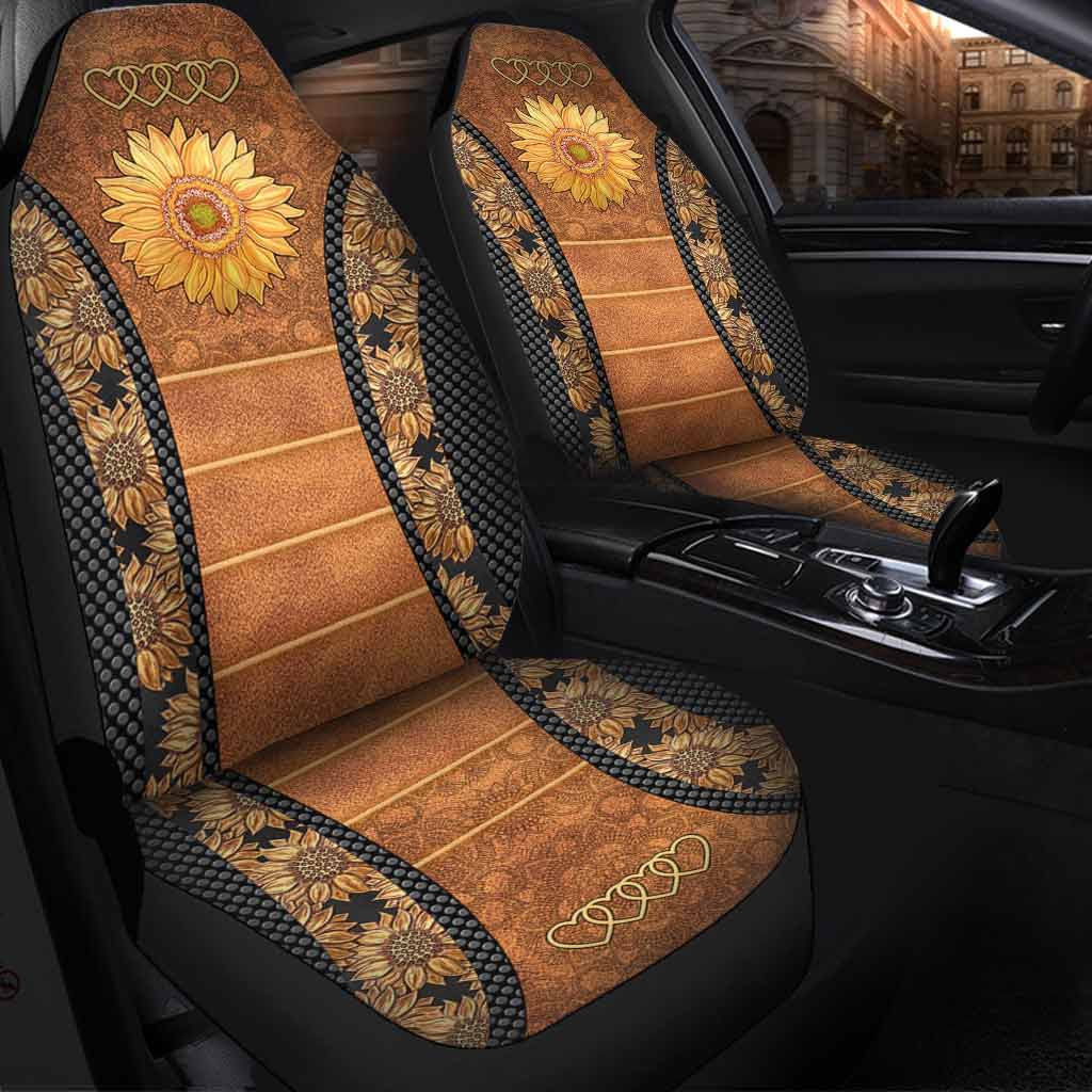 Sunflower Leather Pattern All Over Print Car Seat Covers SO0028