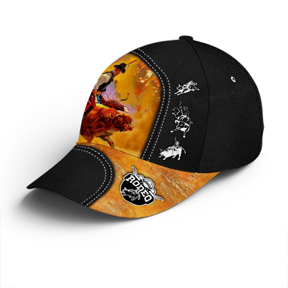 Bull Riding Vector Art Classic Leather Baseball Cap Lasfour CO0759