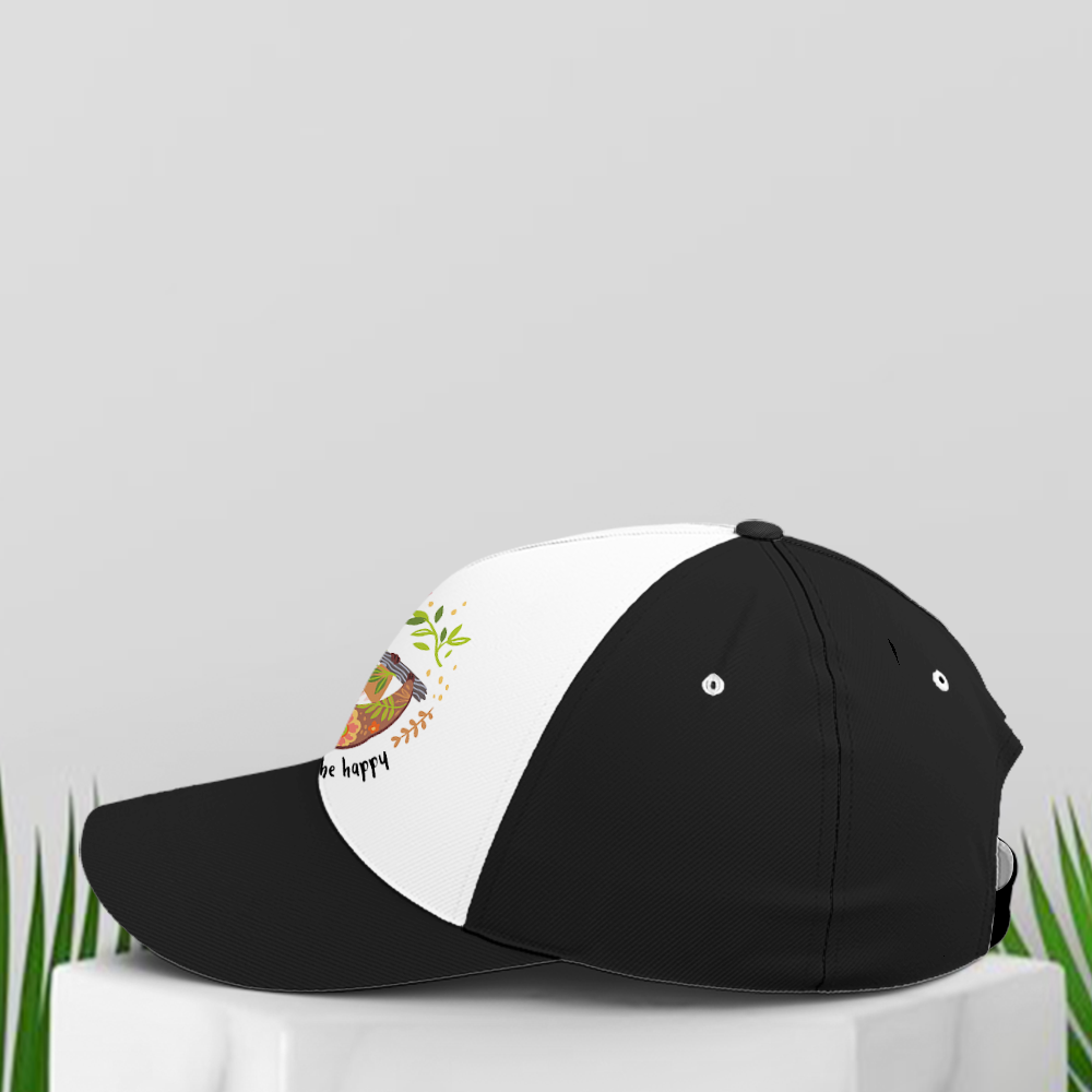 Don't Hurry Be Happy Floral Sloth Baseball Cap Lasfour CO0978