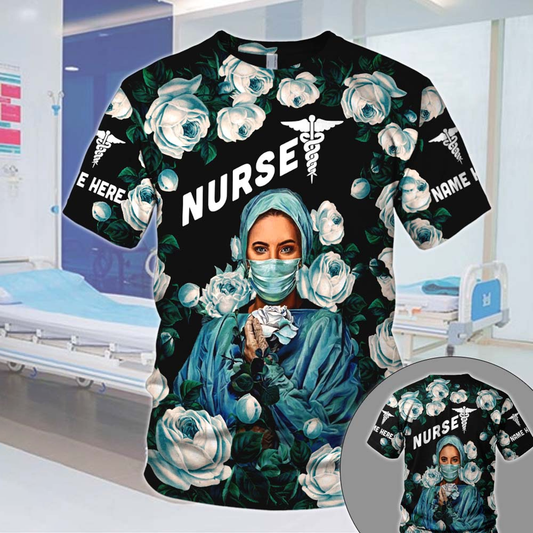 Nurse White Floral Custom Name & Type Of Nurse 3D All Over Print Shirts For Nurse TO3269