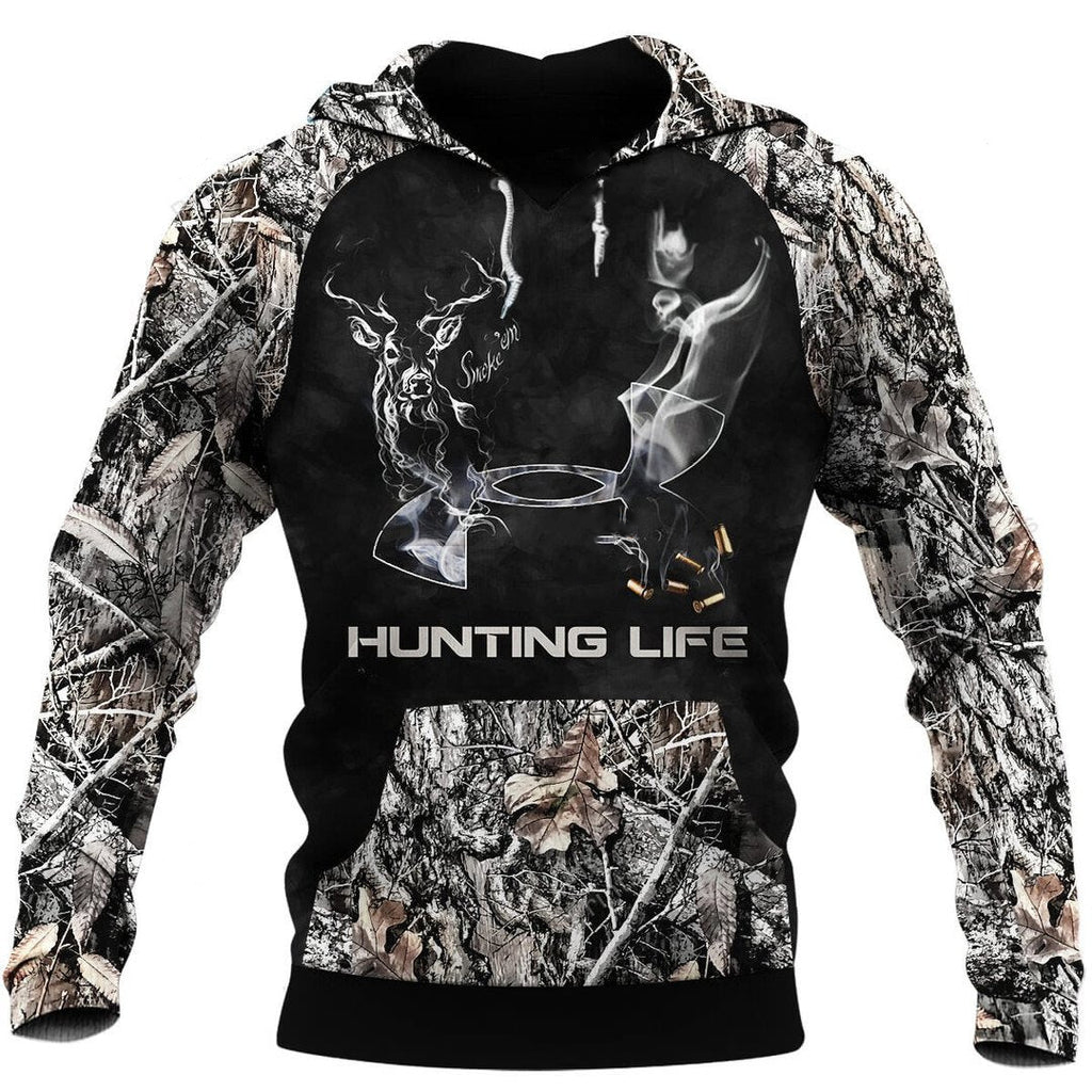 Deer With Smoke Camouflage Hunting Life 3D Hoodie Shirt, Idea Gift for Hunter Deer SO0422