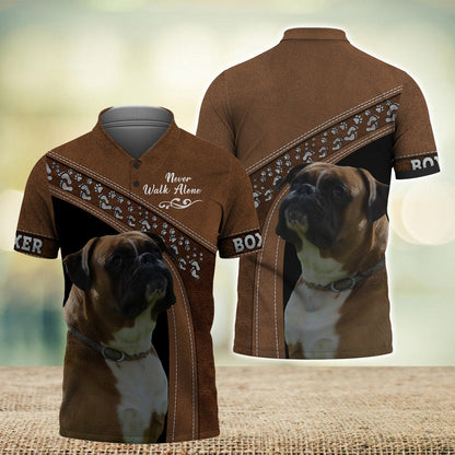 Boxer Love Never Walk Alone 3D Full Print Shirts, Shirt For Dog Lovers, Dog Memorial Gifts for loss of Dog TO3429