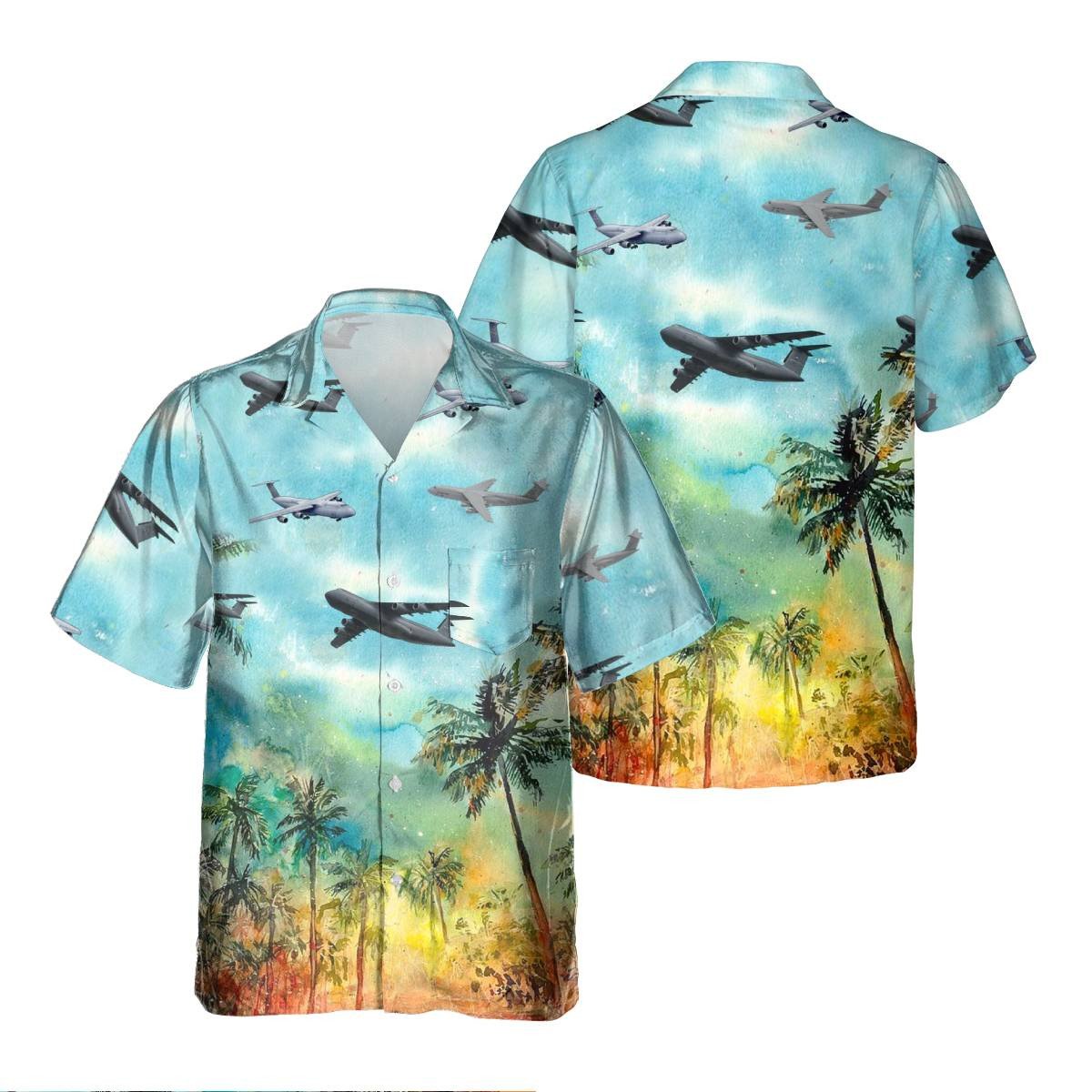 C-5 Galaxy C5_Aircraft Palm Tree Pocket Hawaiian Shirt, Hawaiian Shirt for Men Dad Veteran, Patriot Day HO5668