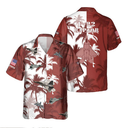 F-22 Raptor Palm Tree Pocket Hawaiian Shirt, Hawaiian Shirt for Men Dad Veteran, Patriot Day HO5671