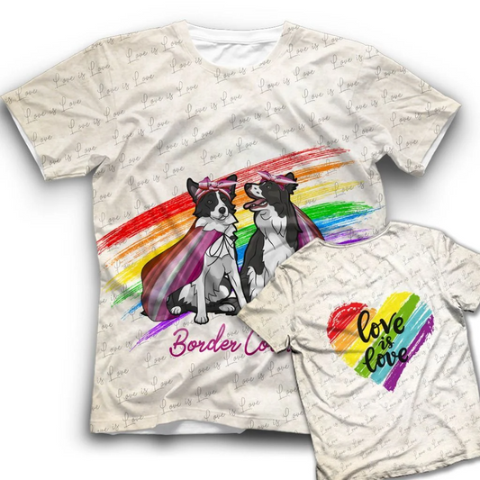 Pride Shirt For LGBT, Border Collie Love Is Love LGBT Lesbian Shirt, Rainbow Striped Shirt LO0790