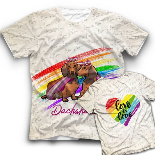 Pride Shirt For LGBT, Dachshund Love Is Love LGBT Lesbian Shirt, Rainbow Striped Shirt LO0786