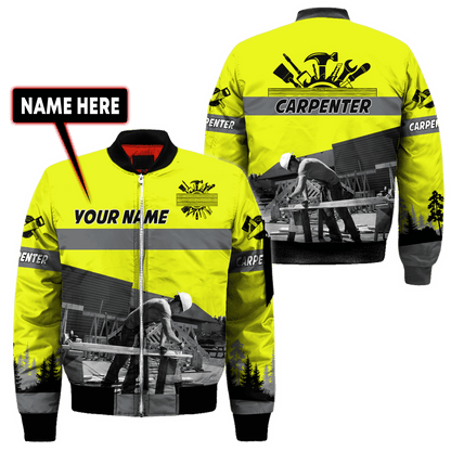 Personalized Name Yellow Carpenter Uniform 3D All Over Printed Unisex Shirts , Idea Gift for Carpenter TO3377