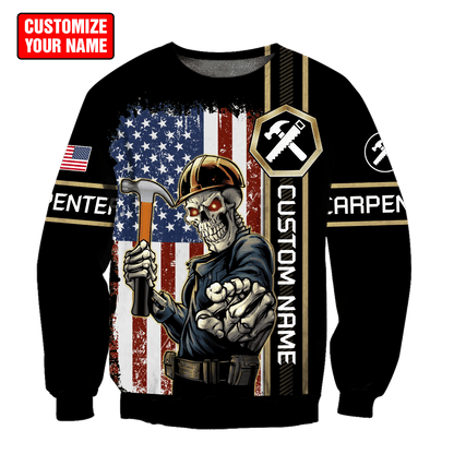 Personalized Name American Carpenter 3D All Over Printed Unisex Shirts, Carpenter Flag Shirt TO3376