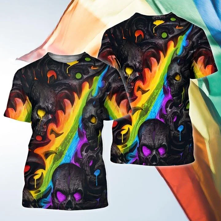 Pride Skull Rainbow Style Shirt For LGBT, Gay Pride Skull Tshirt LO0686