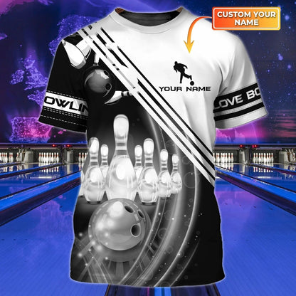 Personalized Colorful Bowling Shirt Men Women 3D T Shirt For Bowling Team Unifrom TO0004