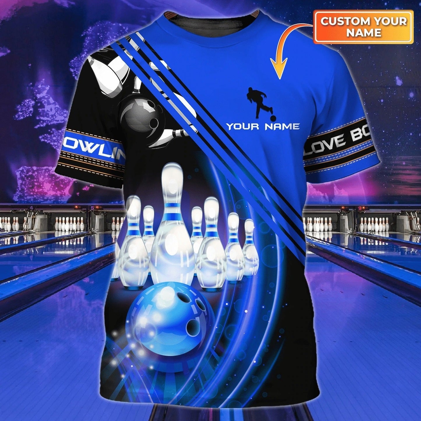 Personalized Colorful Bowling Shirt Men Women 3D T Shirt For Bowling Team Unifrom TO0004