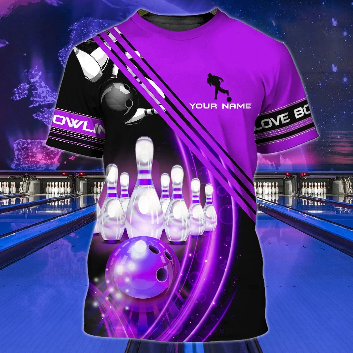 Personalized Colorful Bowling Shirt Men Women 3D T Shirt For Bowling Team Unifrom TO0004