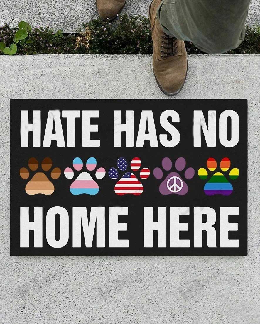 Hate Has No Home Here Lgbt Doormat, Doormat For Gay Lesbian Transgender Doormat Gifts LO1285