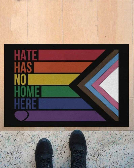 Lgbt Doormat, Hate Has No Home Here Doormat Rainbow Doormat, Gift For Ally Pride Support Lgbt LO1286