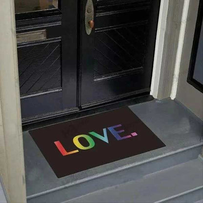 Love Pride Rainbow Color Lgbt Black Doormat, Ally Pride Doormat, Gift For Ally LO1233