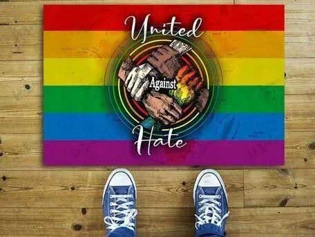 Lgbt Doormat United Against Hate Lgbt Rainbow Doormat Pride Door Mat Pride Mat LO1300