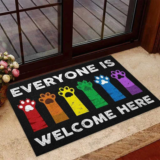 Pride Doormat, Rainbow Color Doormat For Lgbt Everyone Is Welcome Here Lgbt Support Doormat LO1306