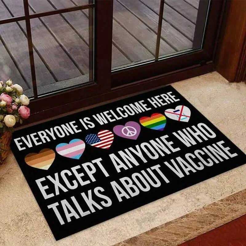 Pride Door Mat, Lgbt Doormat Everyone Is Welcome Here Lgbt Support Hippie Heart Doormat LO1255