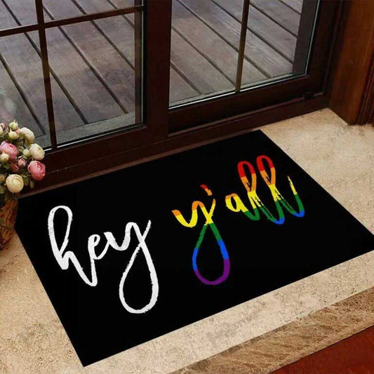 Lgbtq Doormat, Pride Doormat For Pride Month Hey Yall Lgbt Support Doormat LO1296