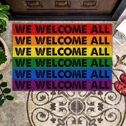 Pride Doormat We Wellcome All, Gift For Ally, Ally Gifts, Lgbt Door Mat LO1299