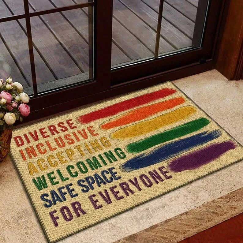 Lgbt Doormat Rainbow Diverse Inclusive Accepting Welcoming For Everyone Doormat Pride Doormat LO1322