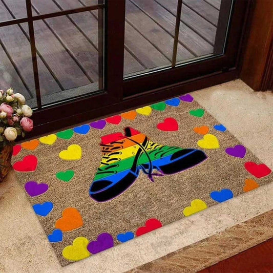 Lgbt Doormat Pride Doormat For Ally, Pride Gay Gift, Lesbian Doormat Color Rainbow Mat LO1325