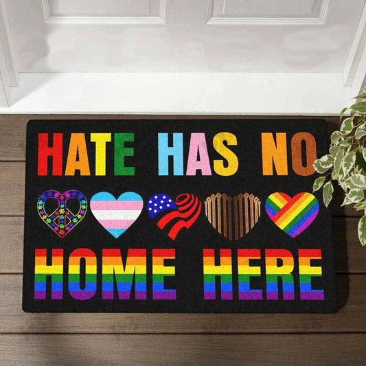 Pride Doormat Hate Has No Home Here Lgbt Doormat, Doormat For Gay Lesbian Transgender Doormat Gifts LO1321