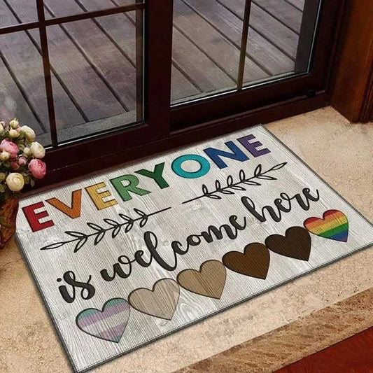 Lgbtq Door Mat Everyone Is Welcome Here Lgbt Doormat Pride Doormat LO1326