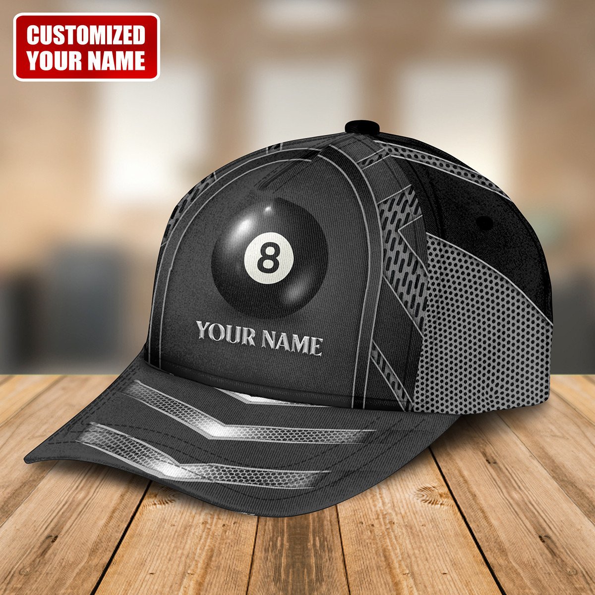 Billiards 8 Ball Classic Cap, Personalized Custom Name Billiard Baseball Cap, Idea Gift for Billiard Player CO0174