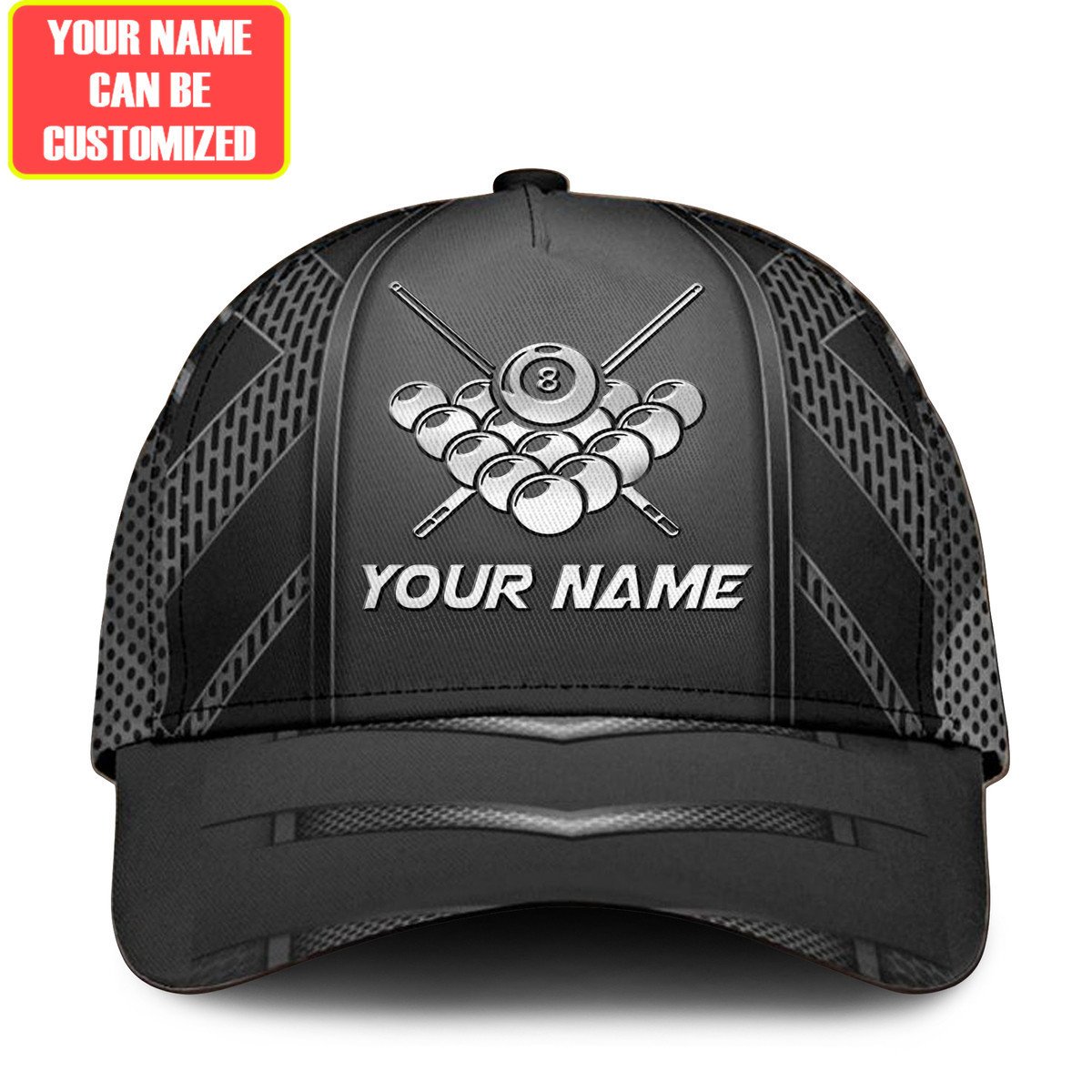 Custom Name 8 Ball and Cue Billiards Ball Classic Cap, Baseball Cap for Billiard Team, Billiard Hat CO0173