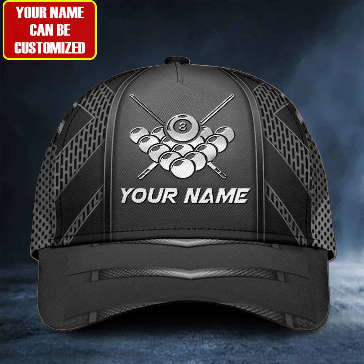 Custom Name 8 Ball and Cue Billiards Ball Classic Cap, Baseball Cap for Billiard Team, Billiard Hat CO0173