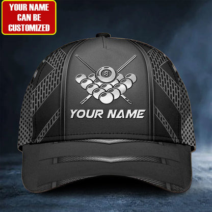 Custom Name 8 Ball and Cue Billiards Ball Classic Cap, Baseball Cap for Billiard Team, Billiard Hat CO0173