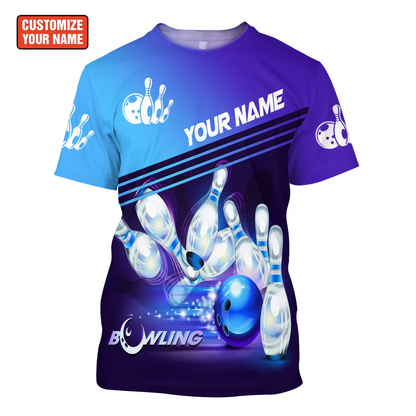 Bowling Custom Shirt Blue Bowling Shirt Team Uniform Player TO0012